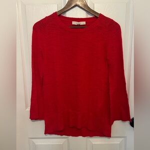 LOFT Women's Red Petite Flare Sleeve Sweater Size XXSP NEW